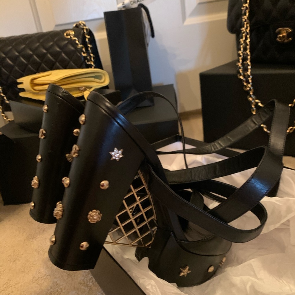 **Sold** Chanel shoes platform studded heels - Picture 5 of 8